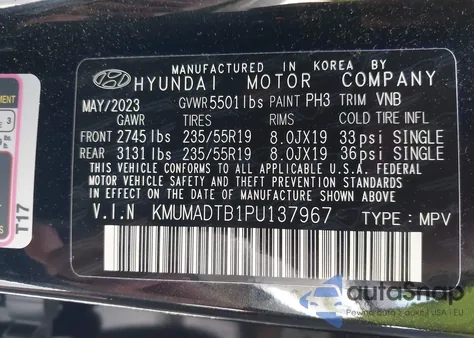 2023 Genesis Gv70 2.5T Awd из США, поврежденный, VIN KMUMADTB1PU137967